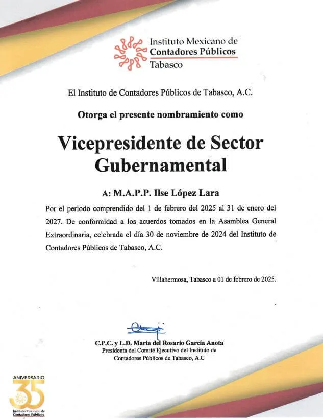 NOMBRAMIENTO A VICEPRESIDENTE